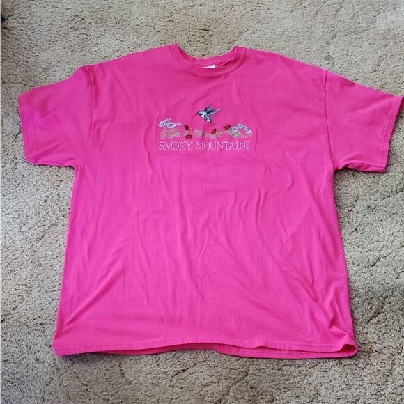 Bright Pink Smoky Mountains Hummingbird T-Shirt XL - Picture 2 of 2